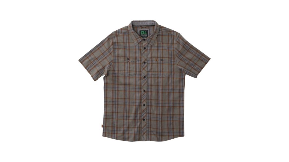 HippyTree Mens Artesia Woven Button Down Short Sleeve, Grey, Small, 2162-GREY-S