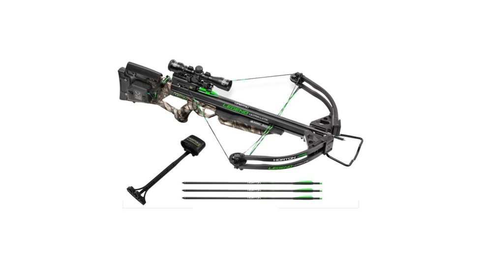Horton Archery Legend Ultra-Lite Premium Crossbow Package w/3x Pro-View 2 Scope,ACUdraw,175lb Draw Weight, Mossy Oak Treestand Camo, NH15050-7522