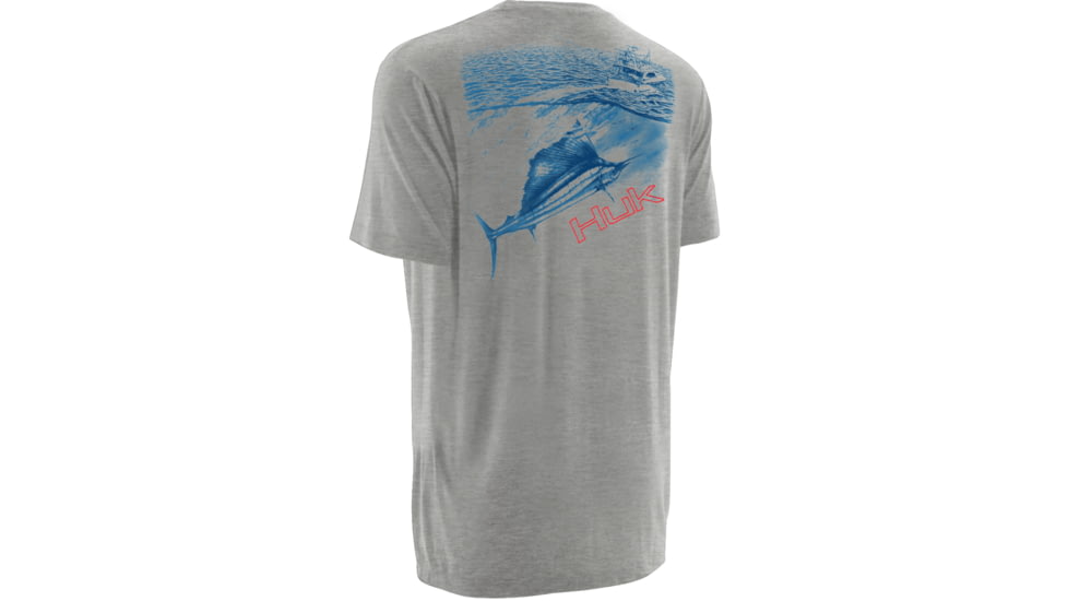 HUK Mens KScott On the Dredge Tee, True Grey Heather H1000069TGHXXXL