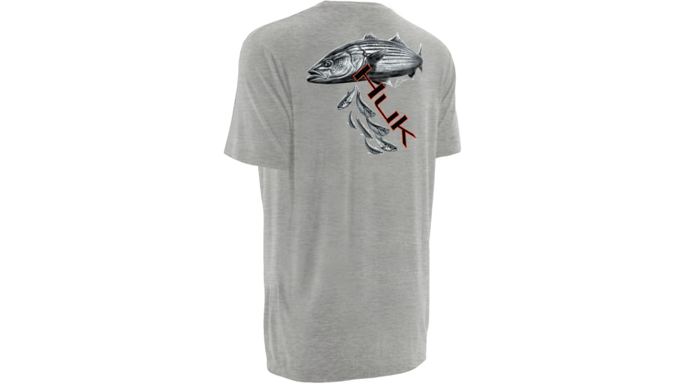 HUK Mens Kscott Striper Pursuit Tee, True Grey Heather H1000065TGHXXXL