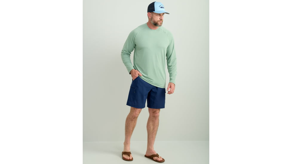 HUK Performance Fishing A1A Performance Crew - Mens, Fog Green, Medium, H1200575-315-M