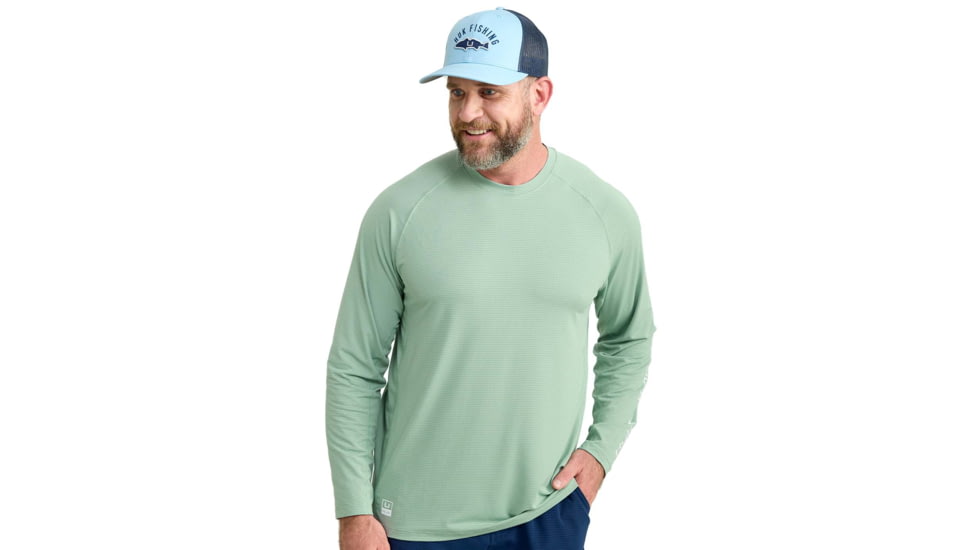 HUK Performance Fishing A1A Performance Crew - Mens, Fog Green, Medium, H1200575-315-M