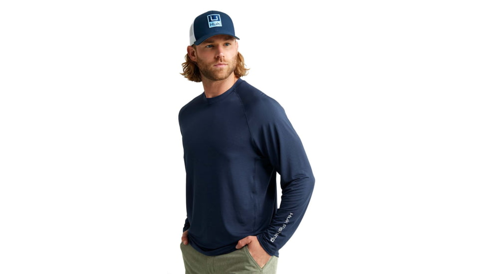 HUK Performance Fishing A1A Performance Crew - Mens, Naval Academy, Medium, H1200575-413-M