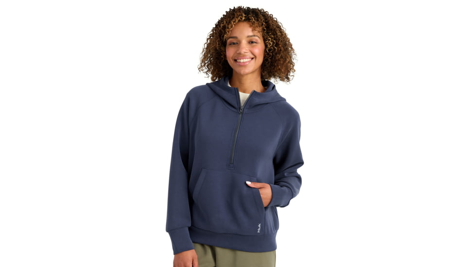 HUK Performance Fishing Bayside 1/2 Zip Hoodie - Womens, Naval Academy, Extra Small, H6130030-413-XS