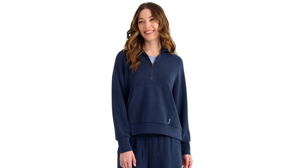 HUK Performance Fishing Bayside 1/2 Zip Hoodie - Womens, Naval Academy, Extra Small, H6130030-413-XS