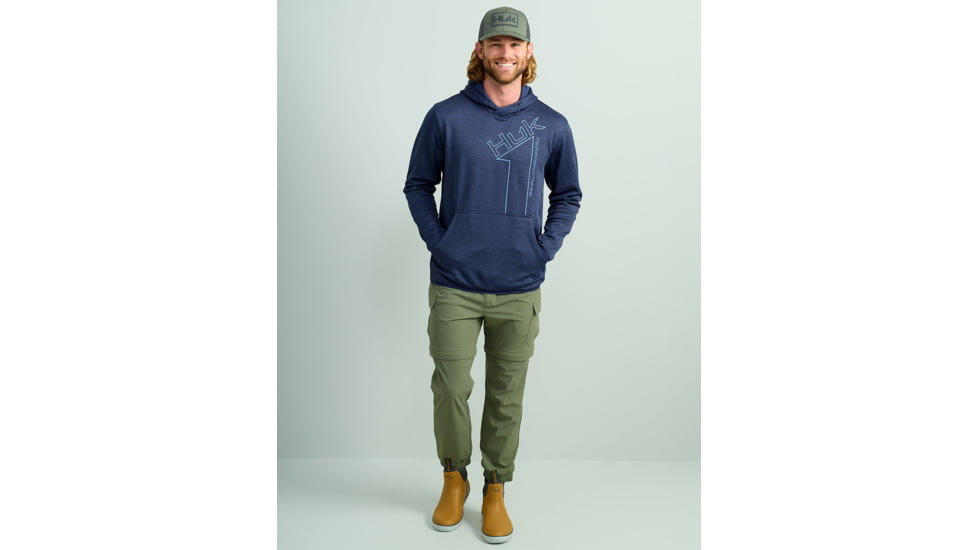 HUK Performance Fishing Cold Front Graphic Hoodie - Mens, Nvl Aca Hthr, 3XL, H1300102-464-XXXL