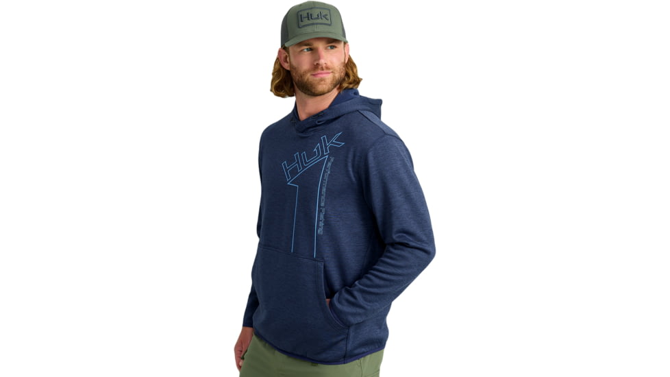 HUK Performance Fishing Cold Front Graphic Hoodie - Mens, Nvl Aca Hthr, 3XL, H1300102-464-XXXL