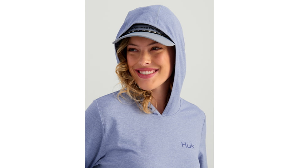 HUK Performance Fishing Coldfront Pullover Hoodie - Womens, Lghtng Sky Hthr, Large, H6130023-463-L