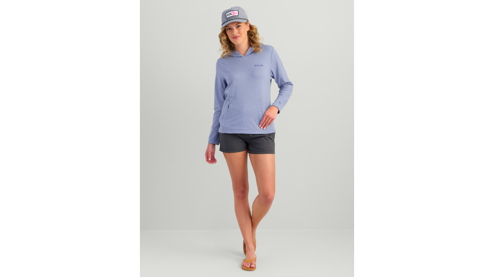 HUK Performance Fishing Coldfront Pullover Hoodie - Womens, Lghtng Sky Hthr, Large, H6130023-463-L