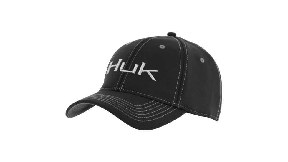 HUK Performance Fishing Deluxe Tech Stretch Hat, Black, H3000076BLKML