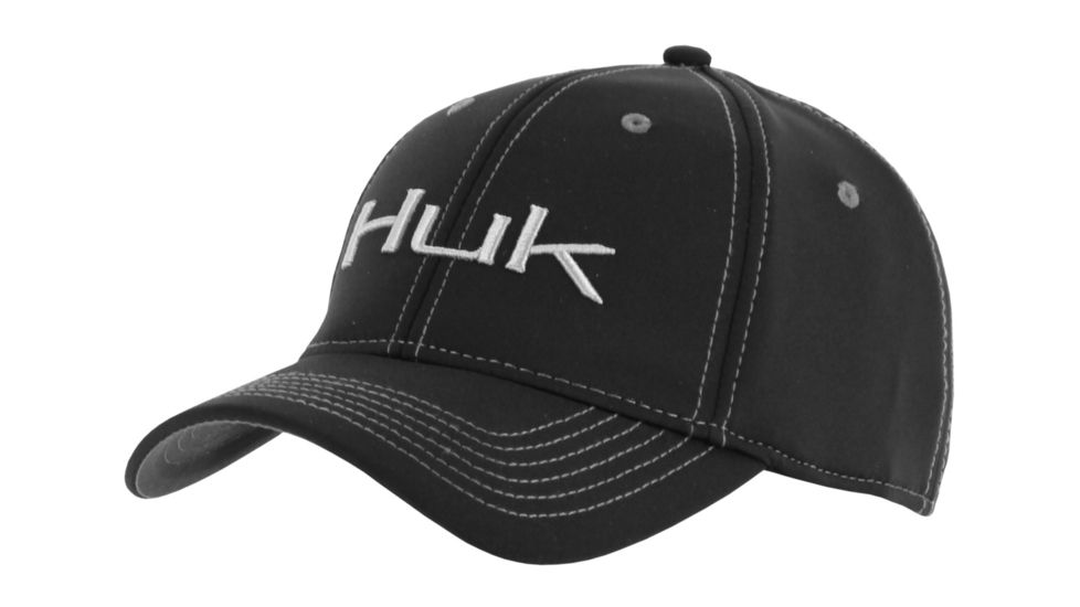 HUK Performance Fishing Deluxe Tech Stretch Hat, Black, H3000076BLKML