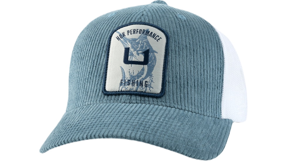 HUK Performance Fishing Fish Patch Corduroy Trucker - Mens, Titanium Blue, 1US, H3000514-428-1
