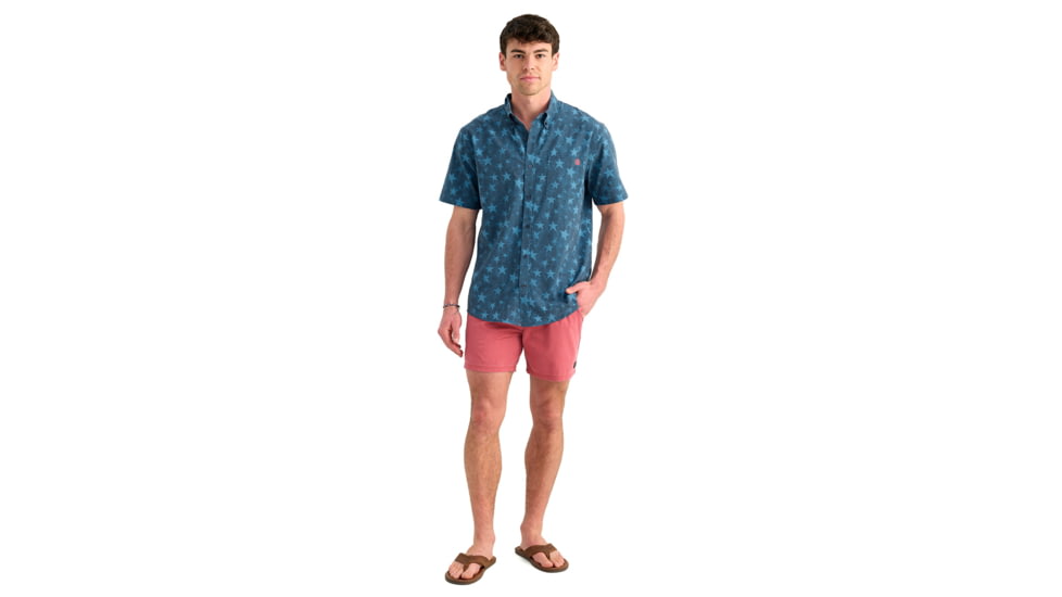 HUK Performance Fishing Kona Printed Short Sleeve Shirt - Men's, Navy, Small, H1500212-410-S