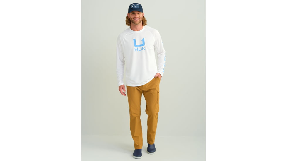HUK Performance Fishing Icon Long Sleeve Performance Crew - Mens, White, 2XL, H1200573-100-XXL