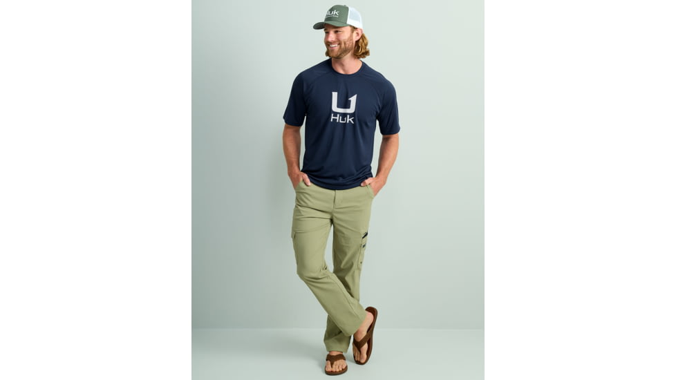 HUK Performance Fishing Icon Short Sleeve Performance Crew - Mens, Naval Academy, Medium, H1200572-413-M