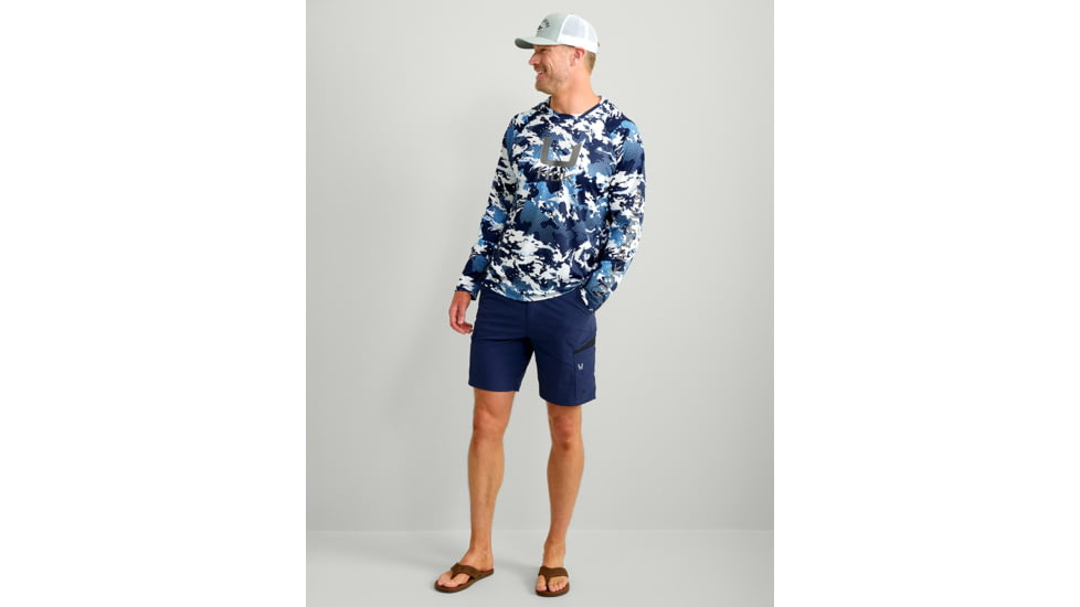 HUK Performance Fishing KC Print Icon Performance Crew - Mens, Marolina Blue, 2XL, H1200585-420-XXL