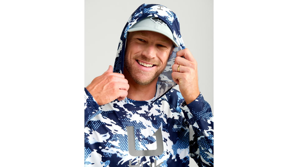 HUK Performance Fishing KC Print Icon Performance Crew - Mens, Marolina Blue, 2XL, H1200585-420-XXL