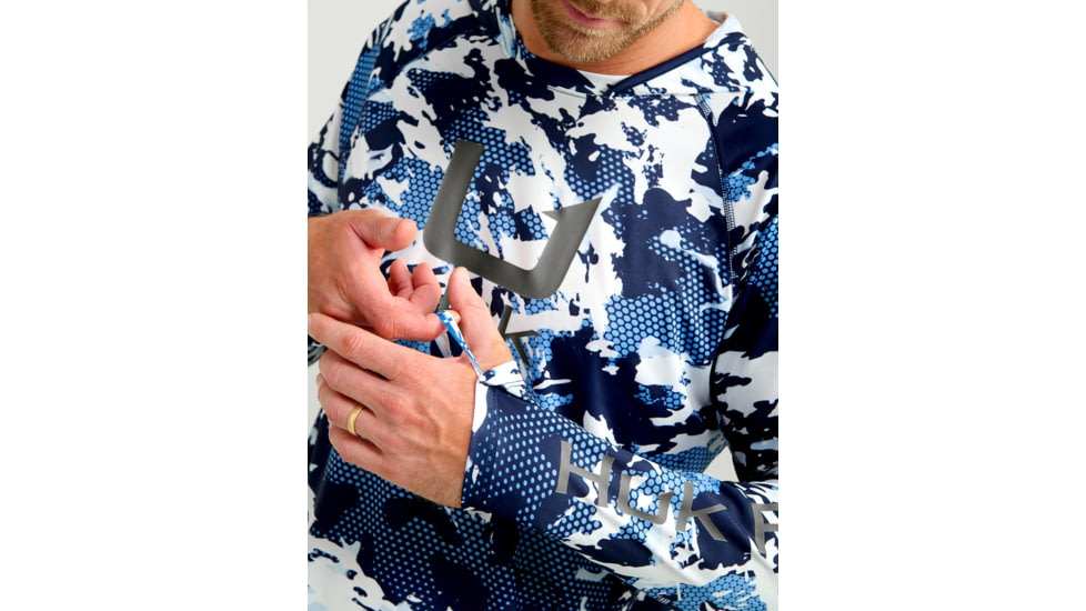 HUK Performance Fishing KC Print Icon Performance Crew - Mens, Marolina Blue, 2XL, H1200585-420-XXL