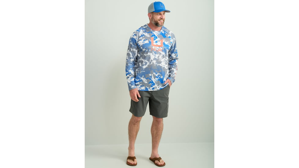 HUK Performance Fishing KC Print Icon Performance Crew - Mens, Night Owl2, Small, H1200585-019-S