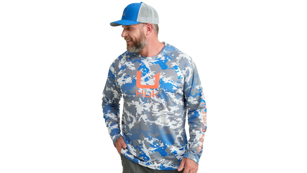 HUK Performance Fishing KC Print Icon Performance Crew - Mens, Night Owl2, Small, H1200585-019-S