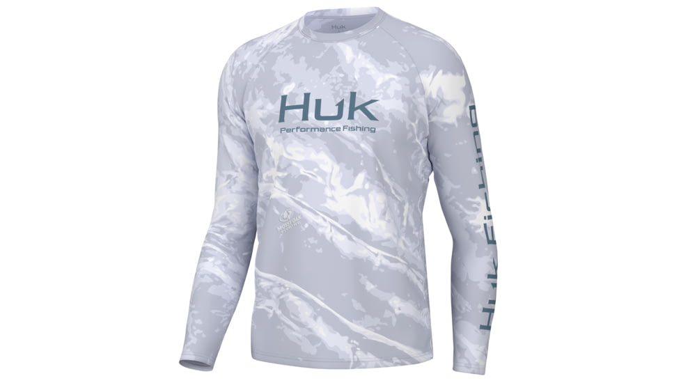 HUK Performance Fishing Mossy Oak Pursuit Crew - Mens, Moe Sw Bonefish, S, H1200610-978-S