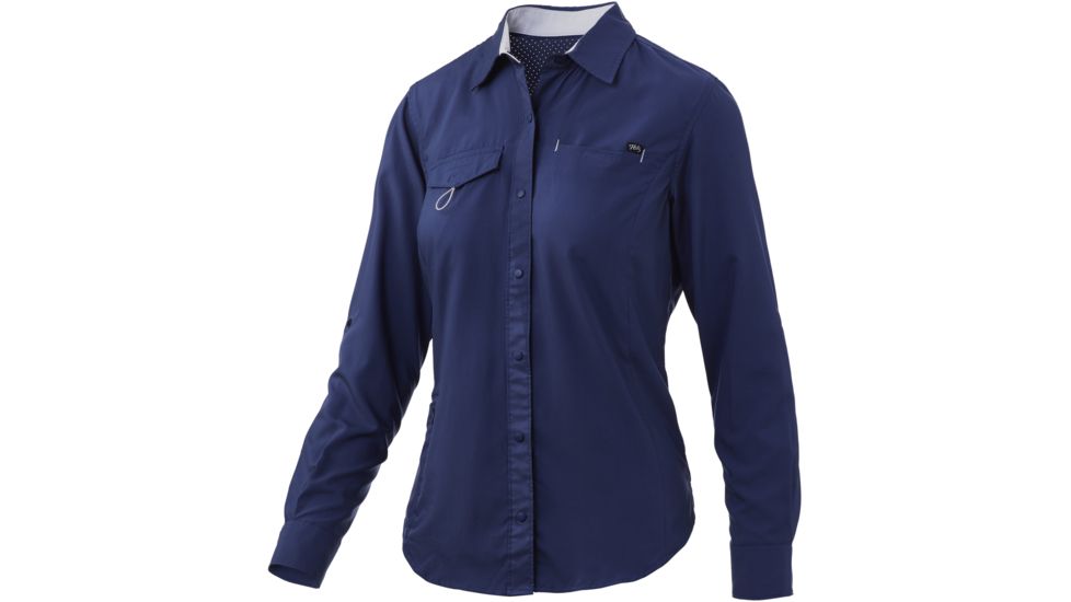 HUK Performance Fishing Salty LS Fishing Button Up Shirt - Womens, Sargasso Sea, Large, H6150002-409-L