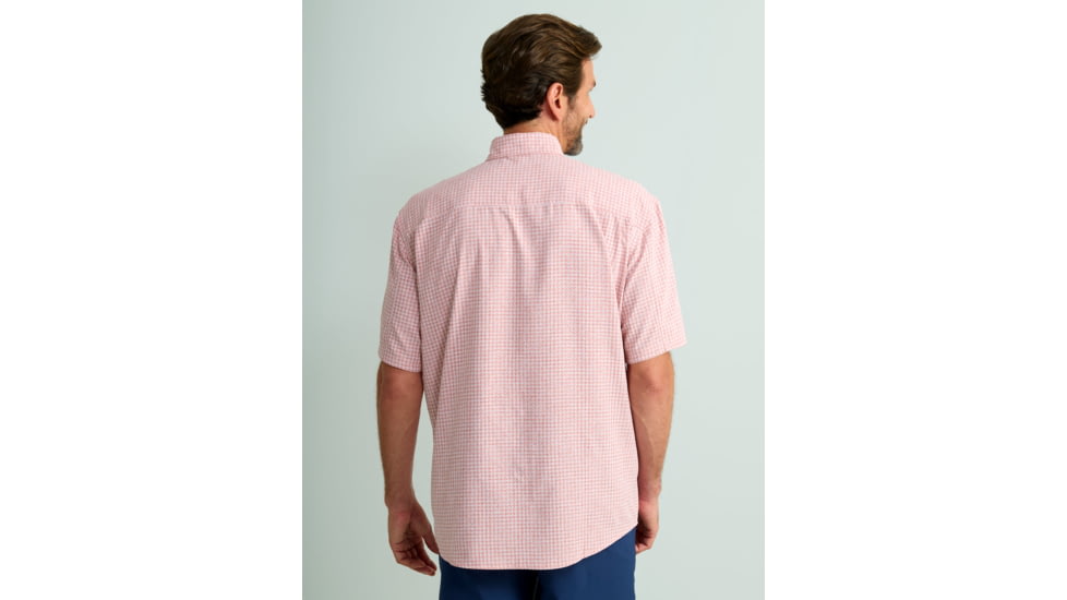 HUK Performance Fishing Tide Point Break Short Sleeve Minicheck Shirt - Mens, Scarlet Blaze, 3XL, H1500151-621-XXXL