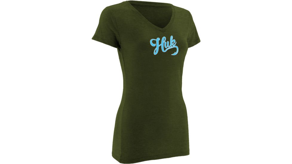 HUK Womens KScott Bass Tee, Heather Green H1000079HGNXS