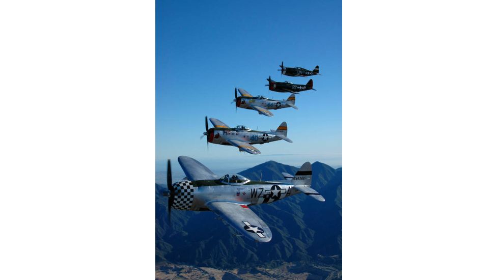iCanvas Formation Of P-47 Thunderbolts Flying Over Chino, California by Stocktrek Images Canvas Print, Multi, 18x12 TRK403-1PC3-18x12