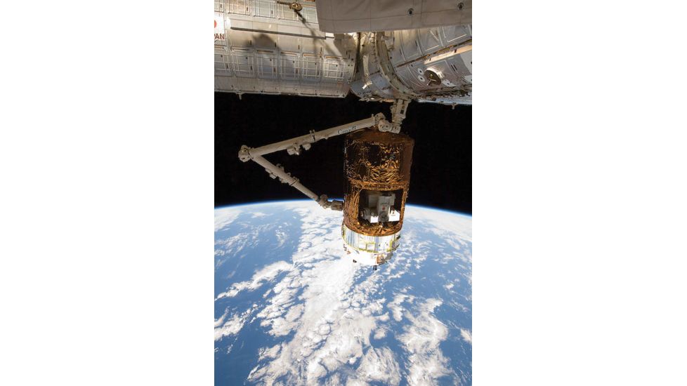 iCanvas The Japanese H-II Transfer Vehicle In The Grasp Of Canadarm2 by Stocktrek Images Canvas Print, Multi, 18x12 TRK1724-1PC3-18x12