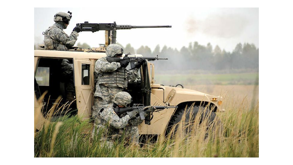 iCanvas US Soldiers Perform A Platoon Mounted And Dismounted Live-Fi by Stocktrek Images Canvas Print, Multi, 18x12 TRK1040-1PC3-18x12