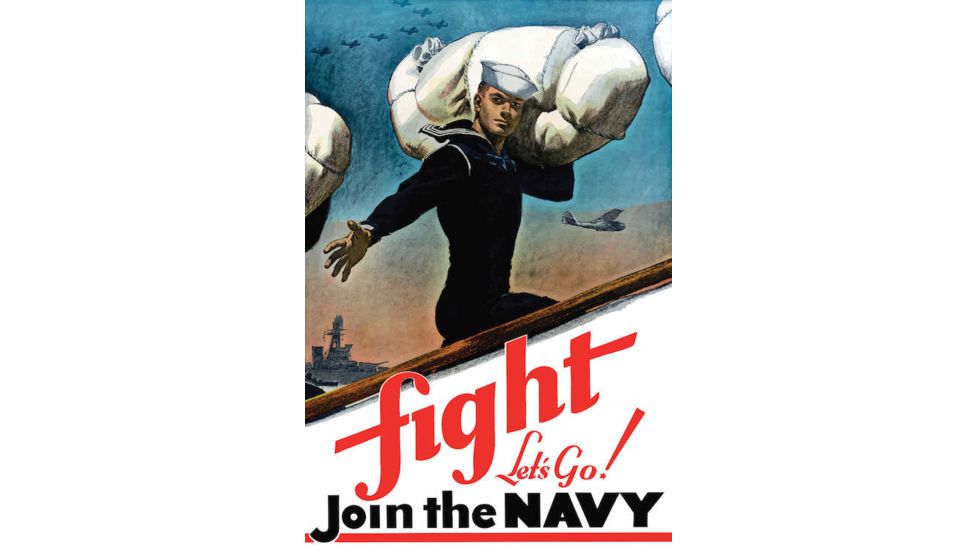 iCanvas WWII Poster Of A United States Sailor Heading Off To War by Stocktrek Images Canvas Print, Multi, 18x12 TRK156-1PC3-18x12