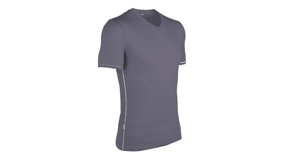 Icebreaker Anatomica Short Sleeve V Top - Men's-Monsoon/White-Large