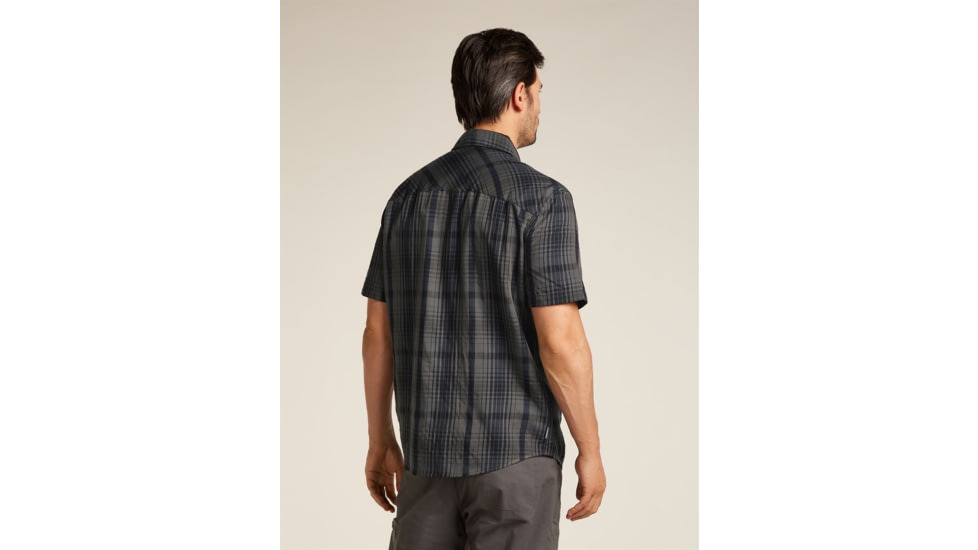 Icebreaker Merino 125 Cool-Lite Steveston SS Shirt Plaid - Mens, Obsidian/Black, Small, IB0A579W0GDS