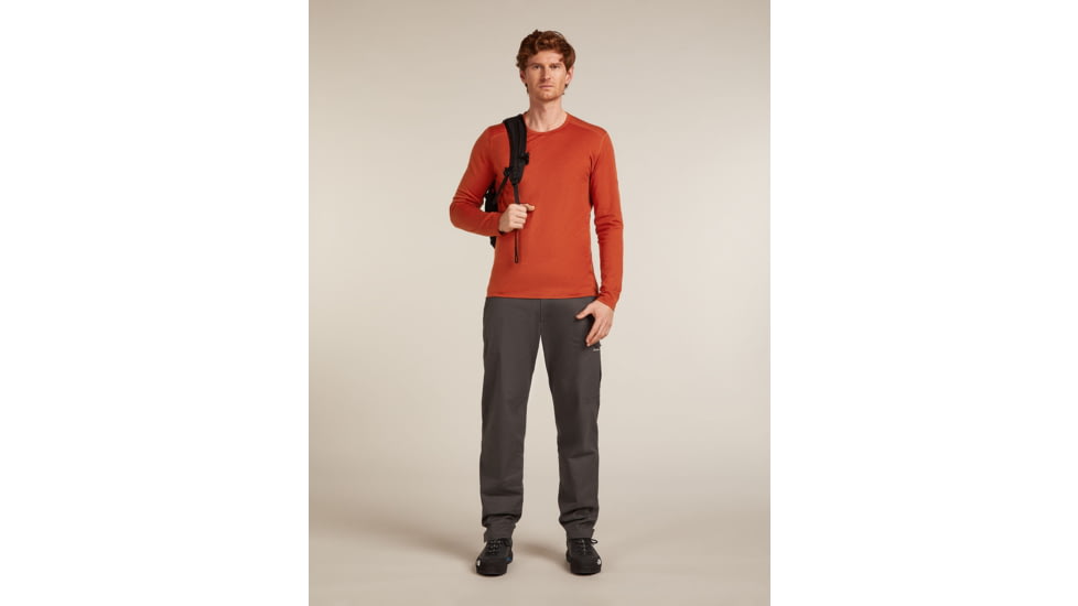 Icebreaker Merino 200 Oasis Long Sleeve Crew Thermal Top - Mens, Agate, Extra Large, IB1043650GSXL