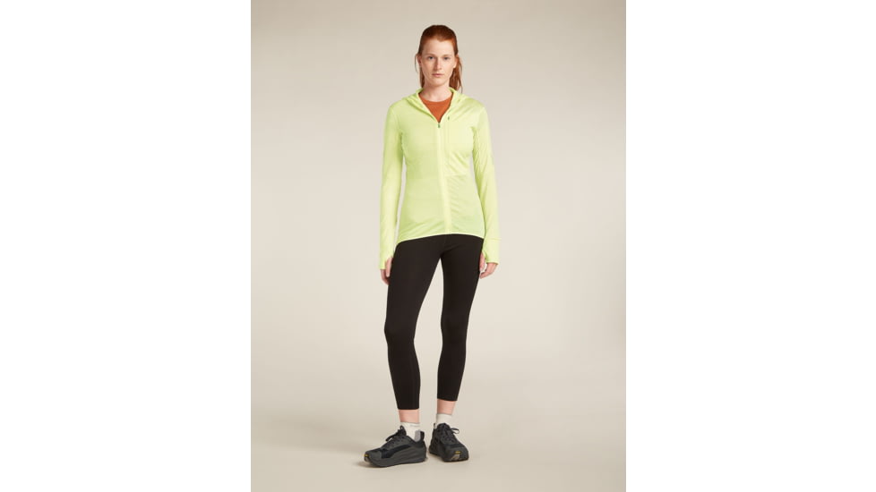 Icebreaker Merino Blend 200 RealFleece Descender LS Zip Hoodie - Womens, Citrine, Large, IBBA56YN0ABL