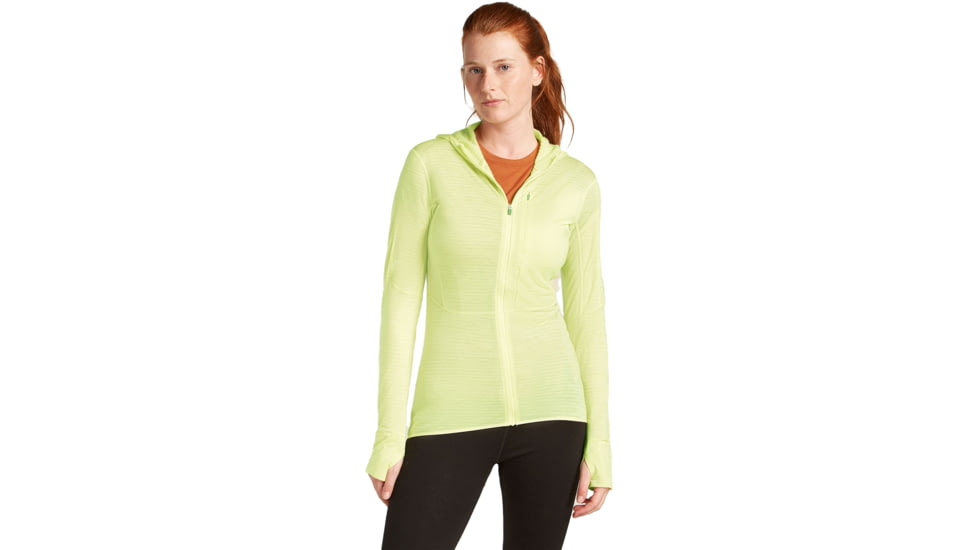 Icebreaker Merino Blend 200 RealFleece Descender LS Zip Hoodie - Womens, Citrine, Large, IBBA56YN0ABL