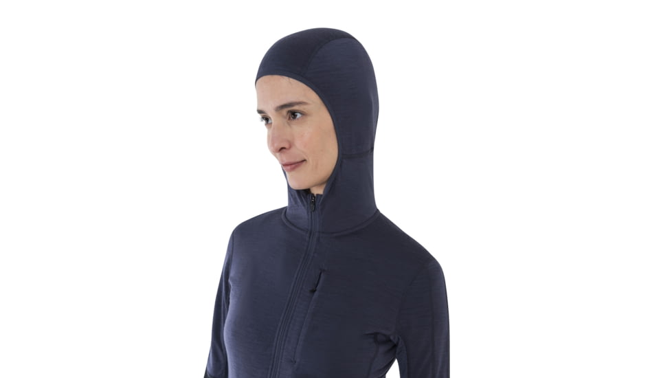 Icebreaker Merino Blend 200 RealFleece Descender LS Zip Hoodie - Women's, Graphite/Black/CB, Small, IBBA56YNA63S