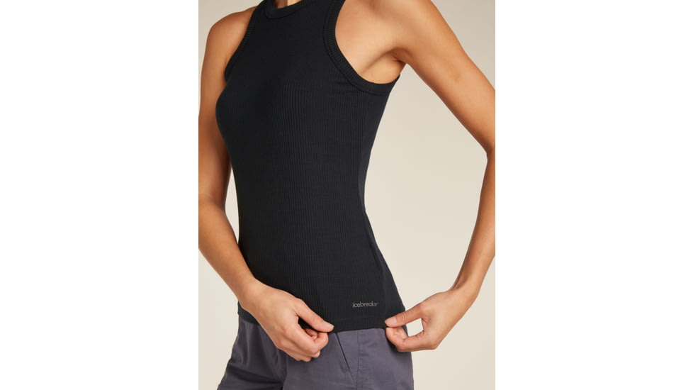 Icebreaker Merino Blend Rib Lotus Tank - Womens, Black, Extra Large, IB0A5779001XL