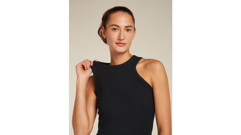 Icebreaker Merino Blend Rib Lotus Tank - Womens, Black, Extra Large, IB0A5779001XL
