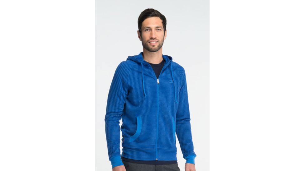 Icebreaker Quattro Long Sleeve Zip Hood Stripe Clearance - Men's-Cadet-Large