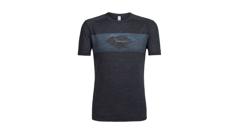 Icebreaker Sphere Short Sleeve Crewe Linescape Island, Black Hthr, L, 104173001L