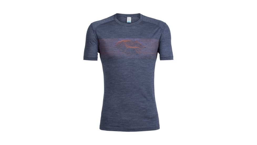 Icebreaker Sphere Short Sleeve Crewe Linescape Island, Midnight Navy Hthr, M, 104173402M
