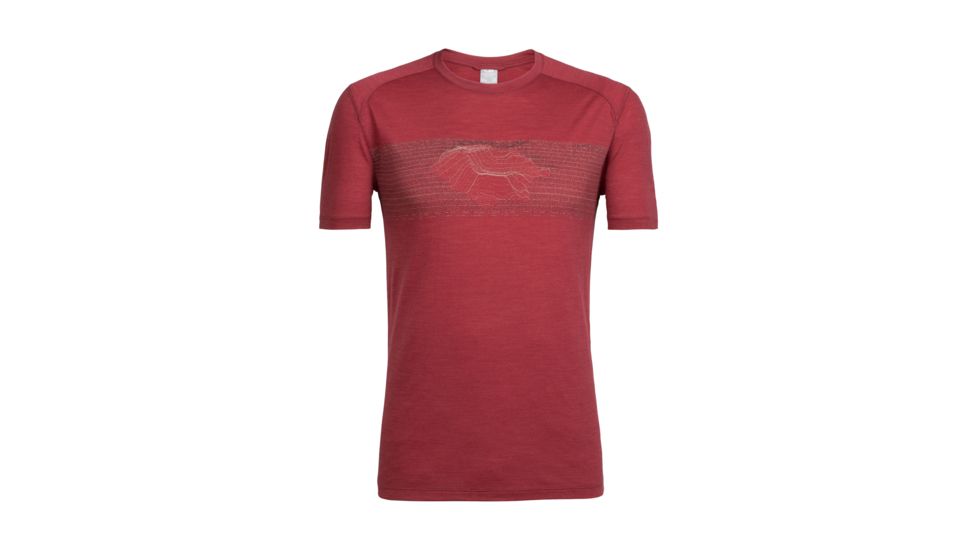 Icebreaker Sphere Short Sleeve Crewe Linescape Island, Vintage Red, L, 104173601L