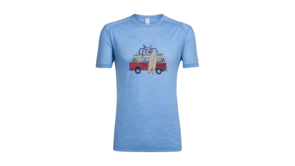 Icebreaker Sphere Short Sleeve Crewe Van Surf Life, Chalk Blue Hthr, M, 104175401M