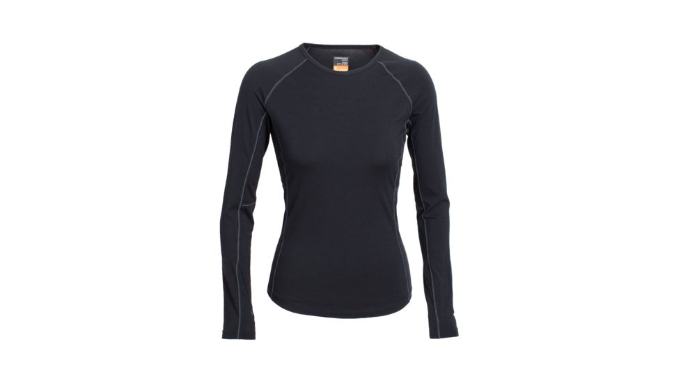 Icebreaker Zone Long Sleeve Crewe, Black/Mineral, S, 102570001S