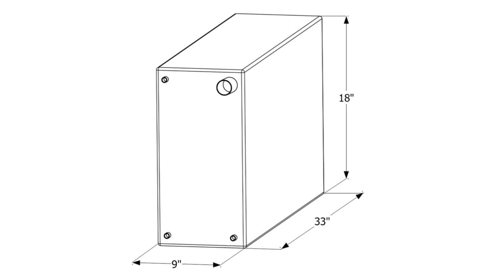 Icon Fresh Water Tank With 1/2in.Ftp And 1-1/4" Filler Wt2455, 33in x 9in x 18", 20 Gallon, 12455