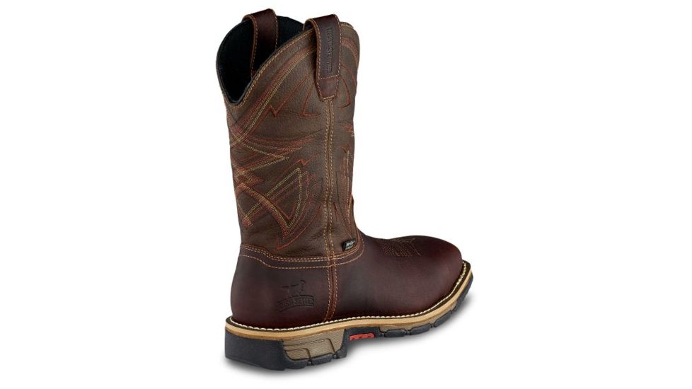 Irish Setter Marshall 83930 Mens Pull-On Boot w/ Safety Toe, 11 in Height, Waterproof, Leather, D Medium Width, Brown/Olive Green, 14, 83930D 140