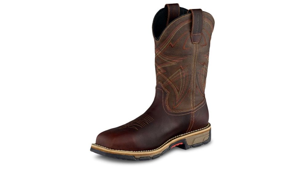 Irish Setter Marshall 83930 Mens Pull-On Boot w/ Safety Toe, 11 in Height, Waterproof, Leather, D Medium Width, Brown/Olive Green, 14, 83930D 140