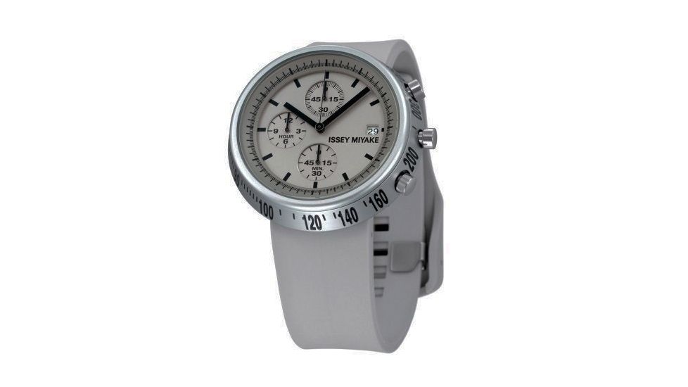 Issey Miyake SILAt004 Trapezoid Al Mens Watch - White Band, Silver Case